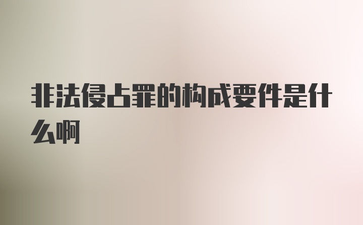 非法侵占罪的构成要件是什么啊