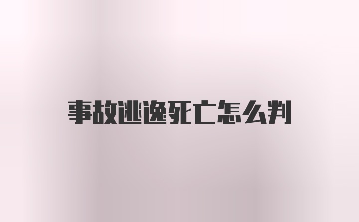 事故逃逸死亡怎么判