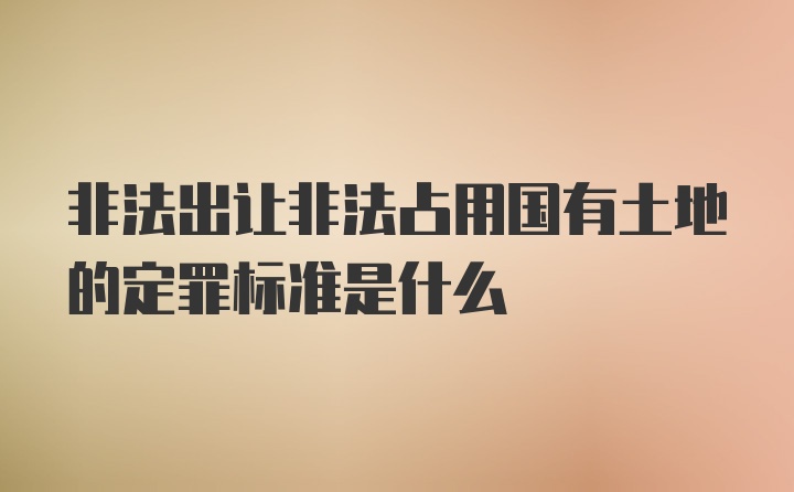 非法出让非法占用国有土地的定罪标准是什么