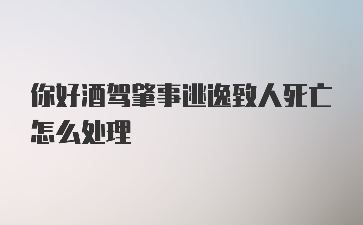 你好酒驾肇事逃逸致人死亡怎么处理