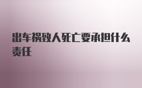 出车祸致人死亡要承担什么责任