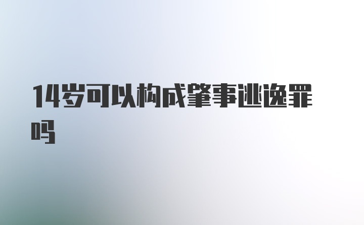 14岁可以构成肇事逃逸罪吗