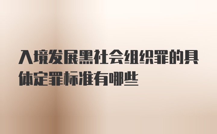 入境发展黑社会组织罪的具体定罪标准有哪些