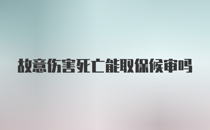 故意伤害死亡能取保候审吗