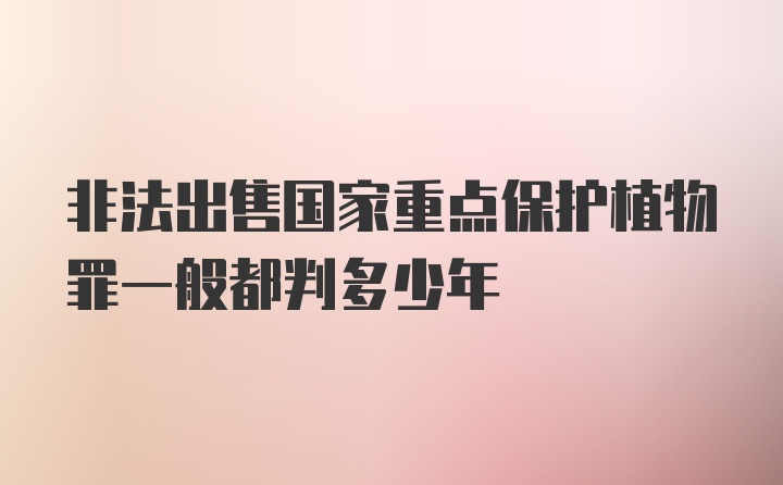 非法出售国家重点保护植物罪一般都判多少年