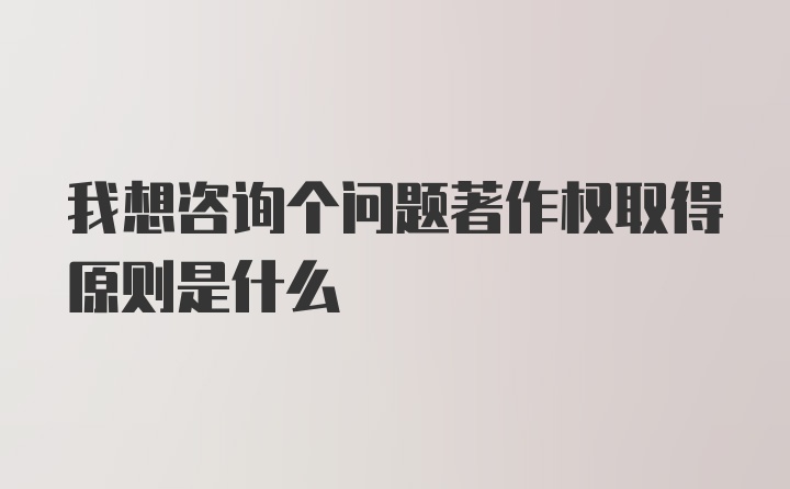 我想咨询个问题著作权取得原则是什么