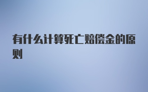 有什么计算死亡赔偿金的原则