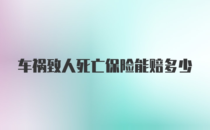 车祸致人死亡保险能赔多少