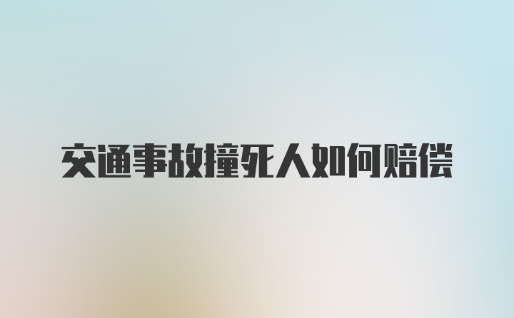 交通事故撞死人如何赔偿