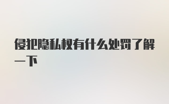 侵犯隐私权有什么处罚了解一下