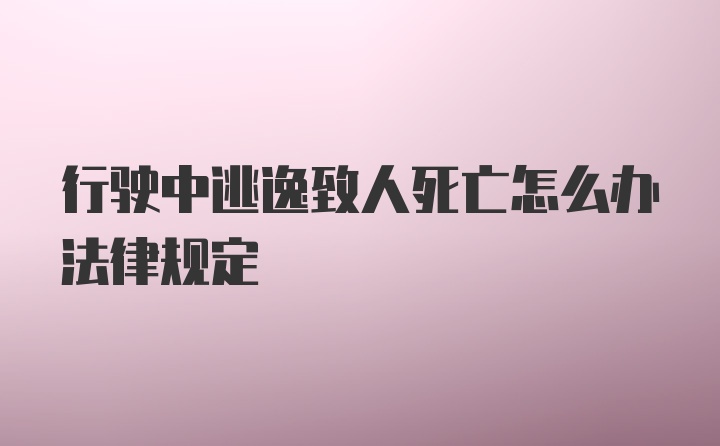 行驶中逃逸致人死亡怎么办法律规定