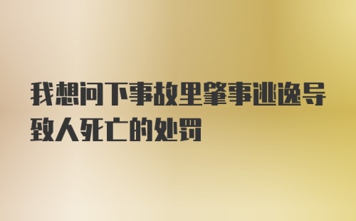 我想问下事故里肇事逃逸导致人死亡的处罚