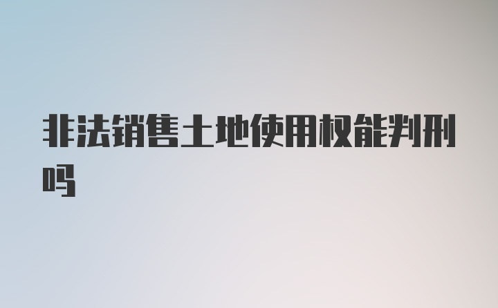 非法销售土地使用权能判刑吗