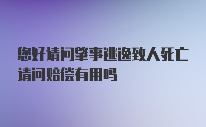 您好请问肇事逃逸致人死亡请问赔偿有用吗