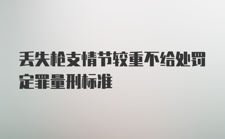 丢失枪支情节较重不给处罚定罪量刑标准