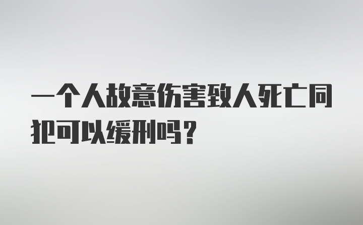 一个人故意伤害致人死亡同犯可以缓刑吗？