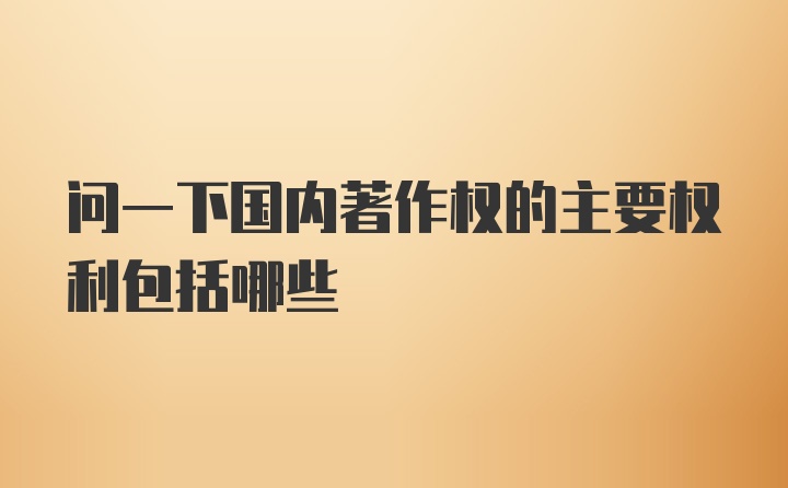 问一下国内著作权的主要权利包括哪些