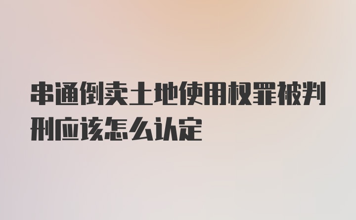 串通倒卖土地使用权罪被判刑应该怎么认定