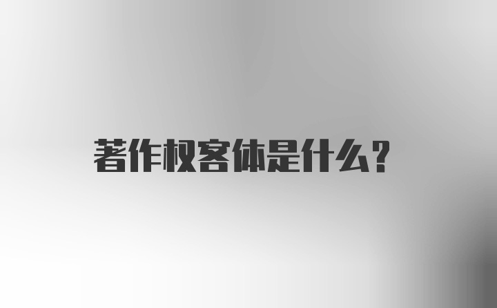 著作权客体是什么？