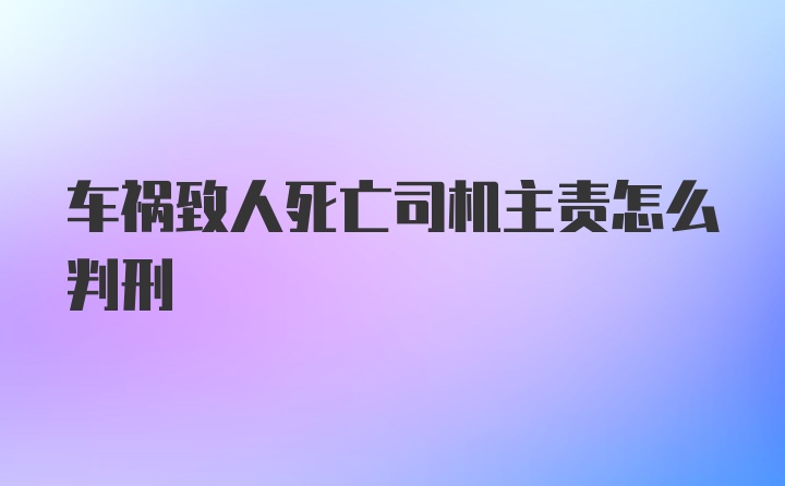 车祸致人死亡司机主责怎么判刑