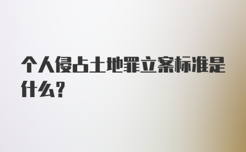 个人侵占土地罪立案标准是什么？