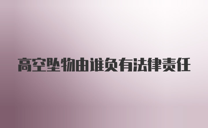 高空坠物由谁负有法律责任