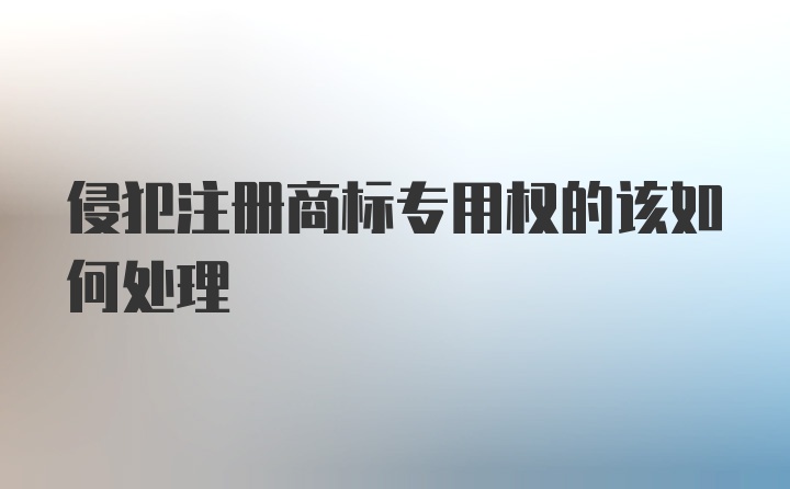 侵犯注册商标专用权的该如何处理