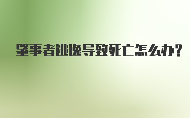 肇事者逃逸导致死亡怎么办？