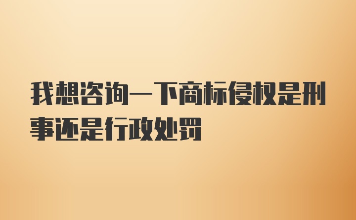 我想咨询一下商标侵权是刑事还是行政处罚