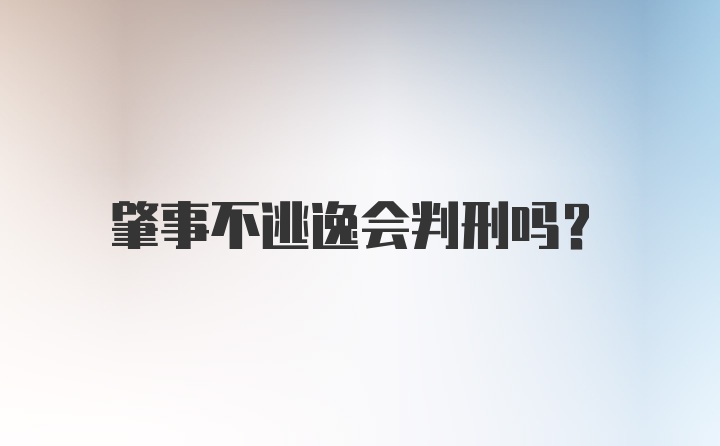 肇事不逃逸会判刑吗？