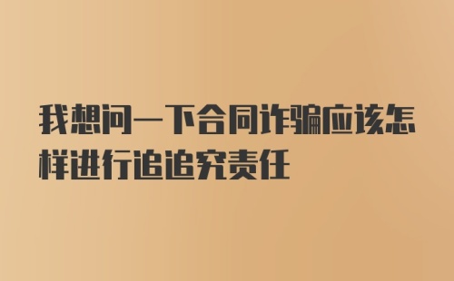 我想问一下合同诈骗应该怎样进行追追究责任