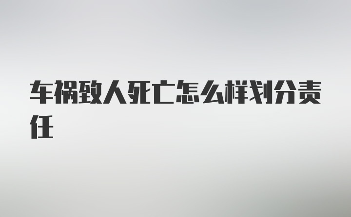 车祸致人死亡怎么样划分责任