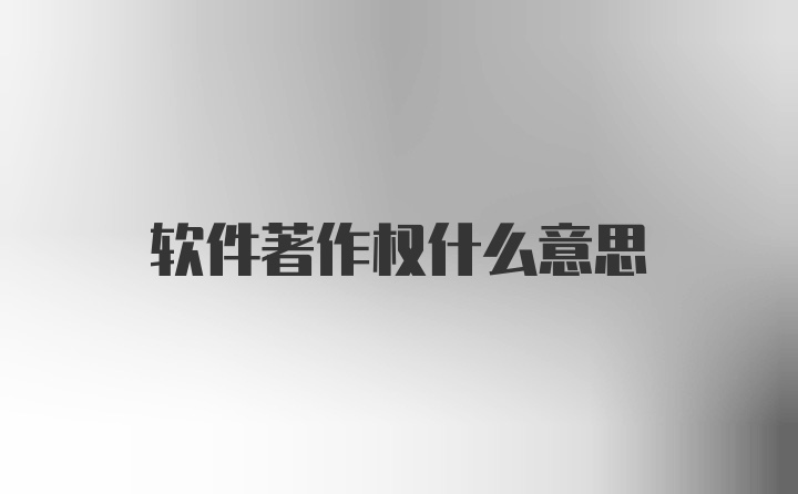 软件著作权什么意思