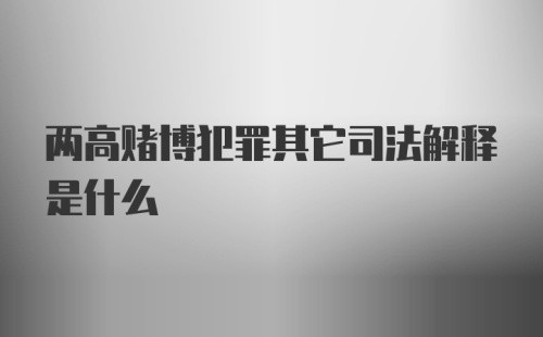 两高赌博犯罪其它司法解释是什么