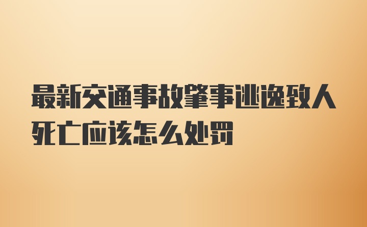 最新交通事故肇事逃逸致人死亡应该怎么处罚