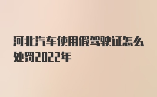 河北汽车使用假驾驶证怎么处罚2022年