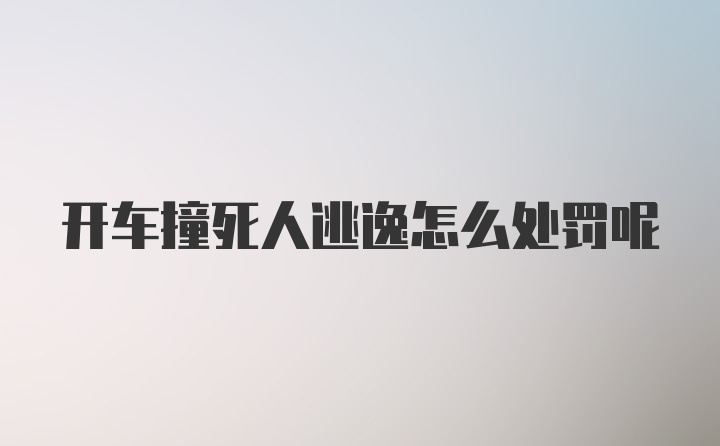 开车撞死人逃逸怎么处罚呢