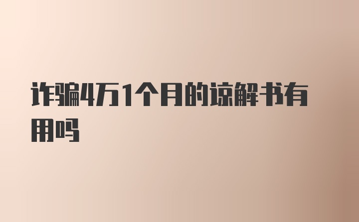 诈骗4万1个月的谅解书有用吗