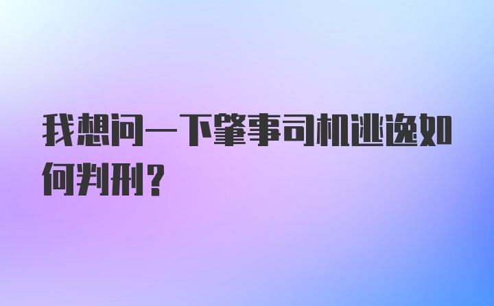 我想问一下肇事司机逃逸如何判刑？