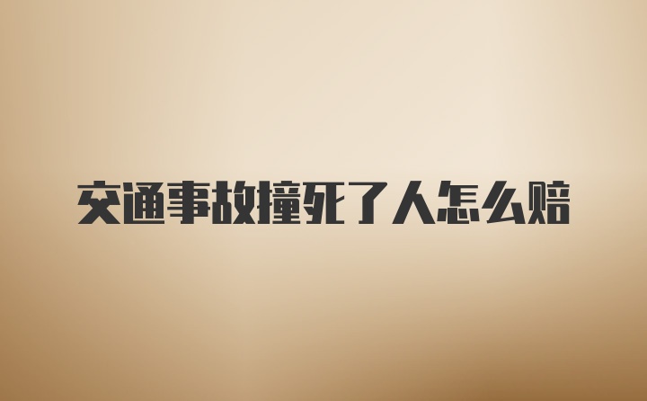 交通事故撞死了人怎么赔