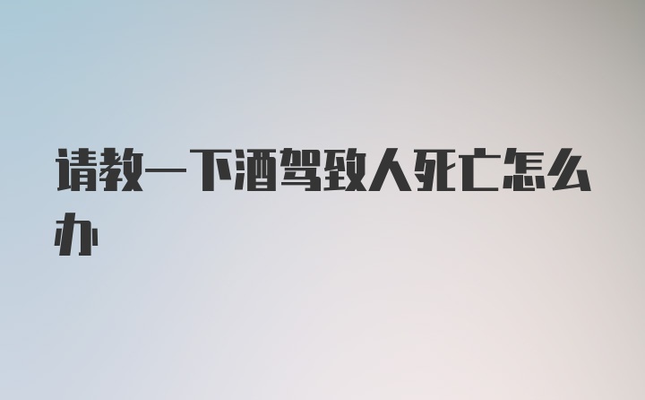 请教一下酒驾致人死亡怎么办