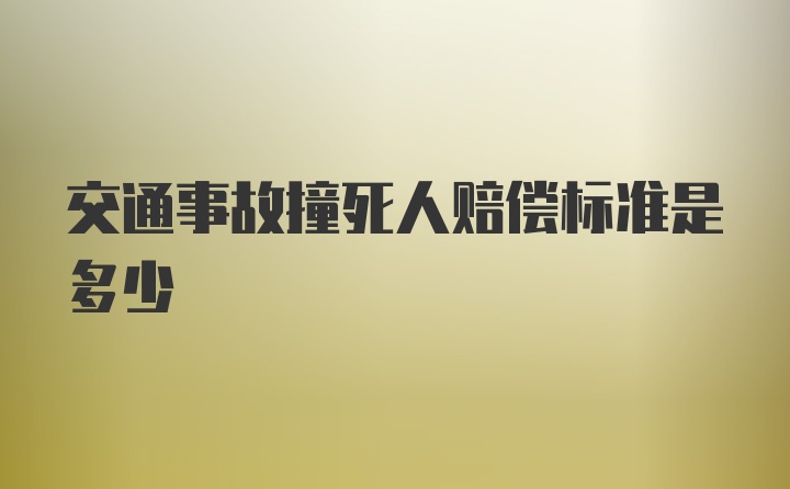 交通事故撞死人赔偿标准是多少