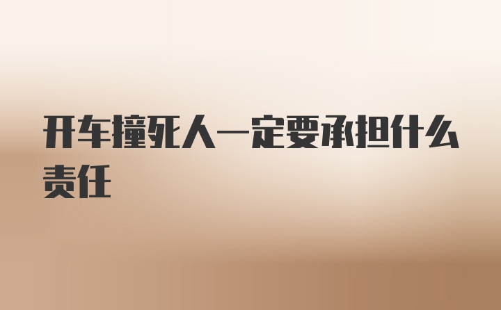 开车撞死人一定要承担什么责任