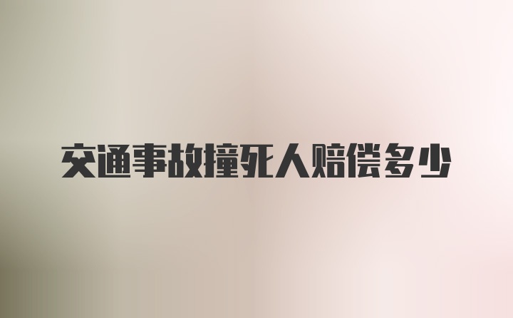 交通事故撞死人赔偿多少