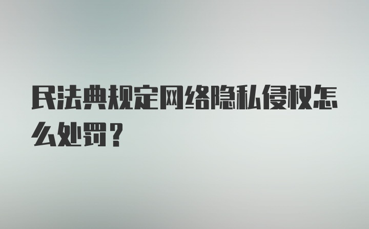 民法典规定网络隐私侵权怎么处罚？