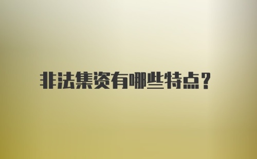 非法集资有哪些特点？