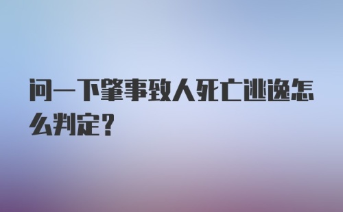 问一下肇事致人死亡逃逸怎么判定？