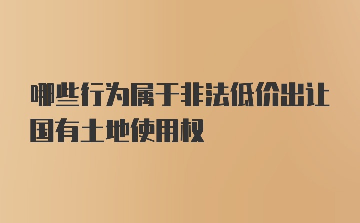 哪些行为属于非法低价出让国有土地使用权