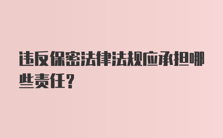 违反保密法律法规应承担哪些责任？