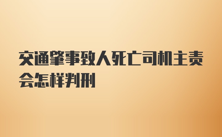 交通肇事致人死亡司机主责会怎样判刑